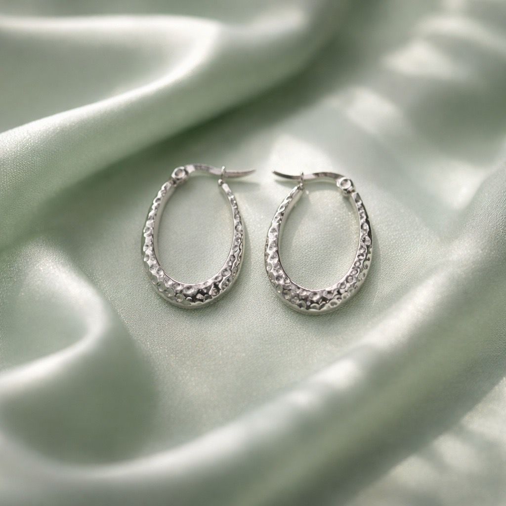 Stainless Steel Silver Hoop Earrings_ Design 6