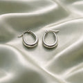 Stainless Steel Silver Hoop Earrings _ Design 7