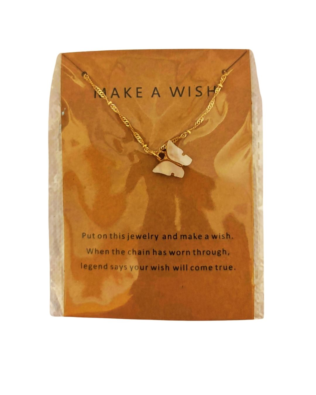 Make A Wish Butterfly Charm Necklace - White