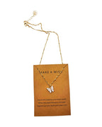 Make A Wish Butterfly Charm Necklace - White