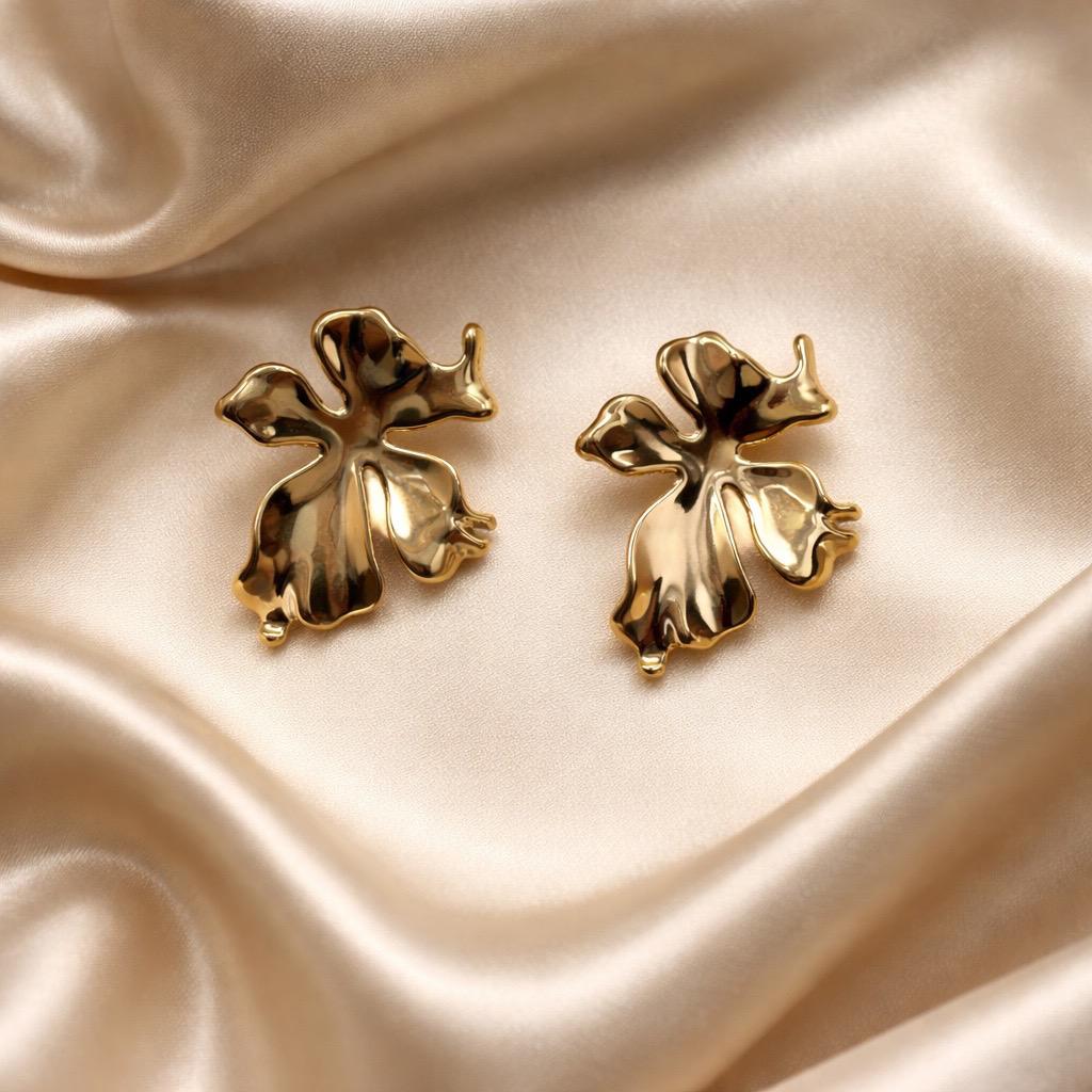 Gold Floral Stud Earrings