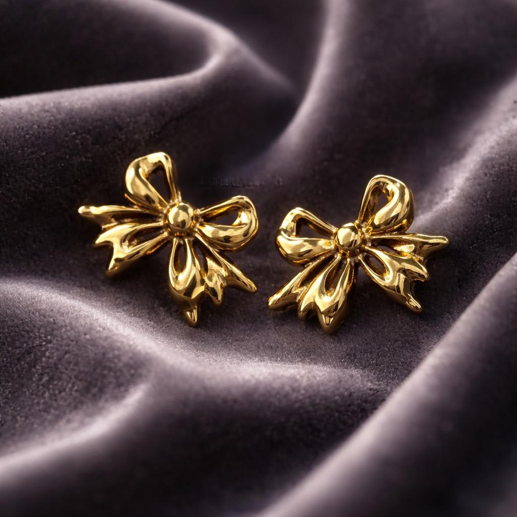 Bow Design Stainless Steel Earrings