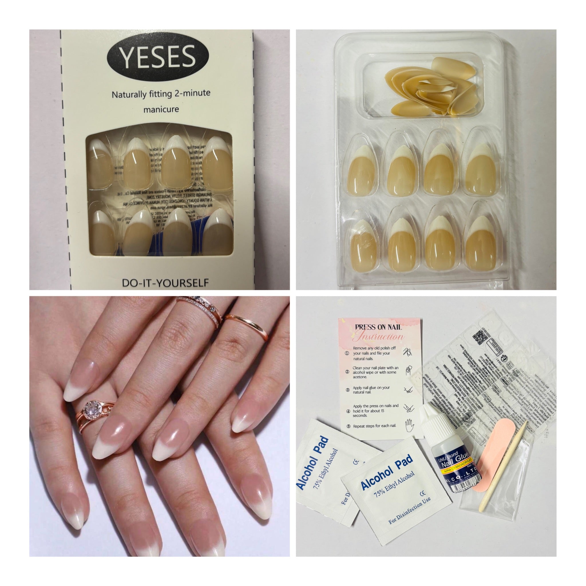 24 Pcs Almond Shape French Press-On Nails