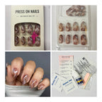 24 Pcs Brown Marble Gradient Almond Press-On Nails