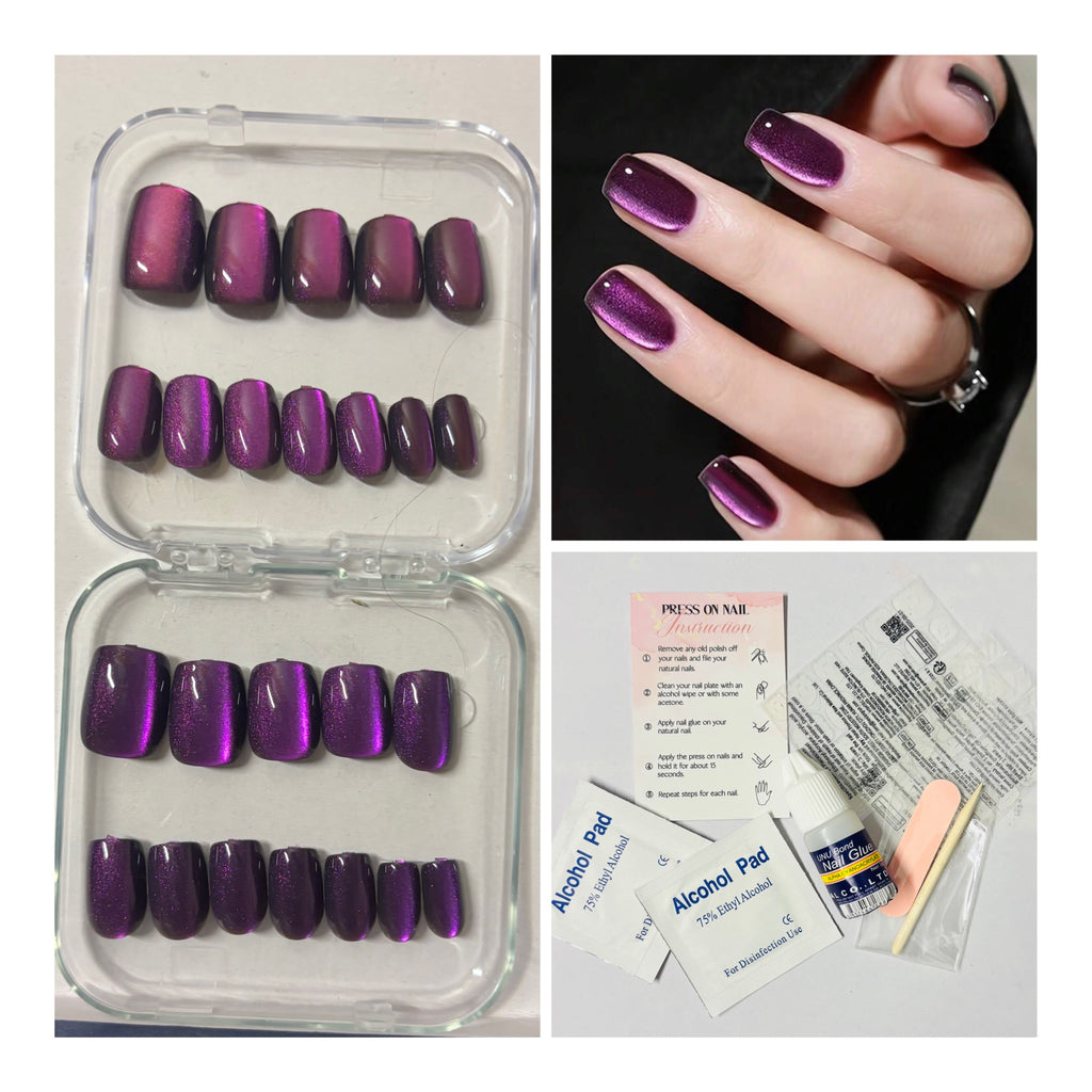 Dark Purple Cateye Press-On Nails