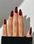 24 Pcs Long Almond Red & Black Gradient Press-On Nails