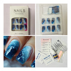 24 Pcs Medium Length Blue Ocean Gradient Press-On Nails