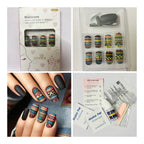 24 Pcs Medium Long Geometric Pattern Press-On Nails