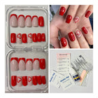 24 Pcs Red Square Press-On Nails with Heart Design