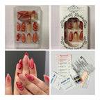 24 Pcs Red & Pink Ombre Almond Press-On Nails