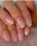 24 Pcs Medium Round French glitter press-on nails