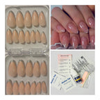 24 Pcs Medium Round French glitter press-on nails