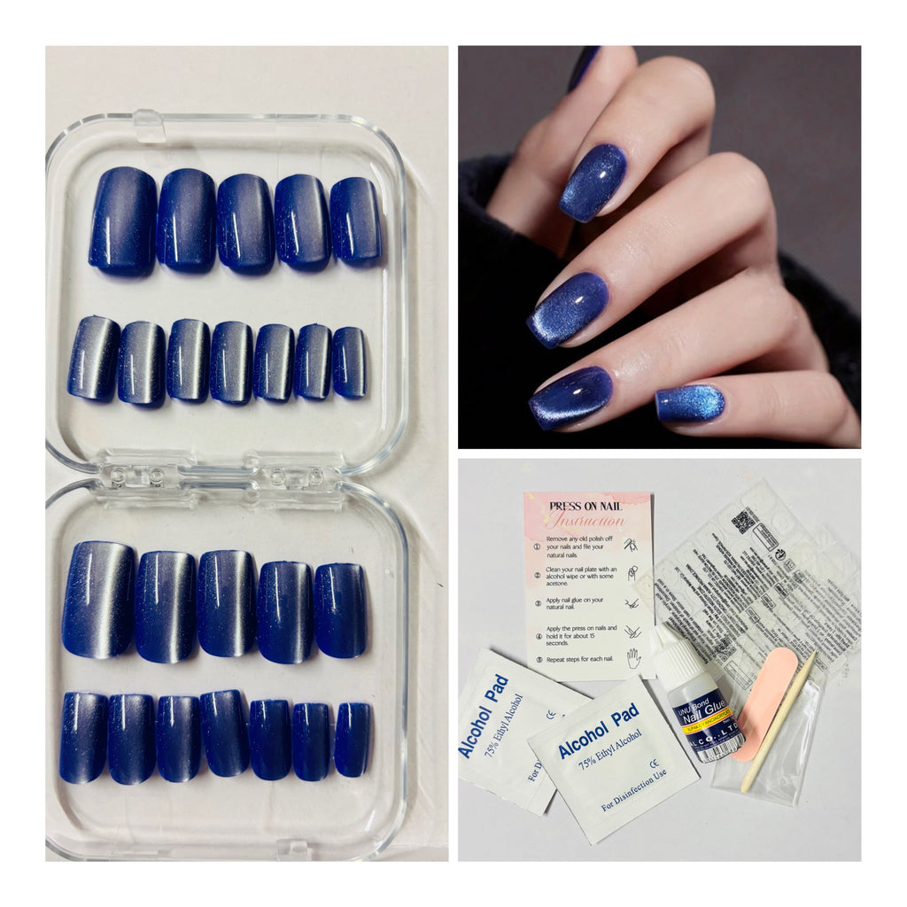 Royal Blue Cat Eye Press-On Nails