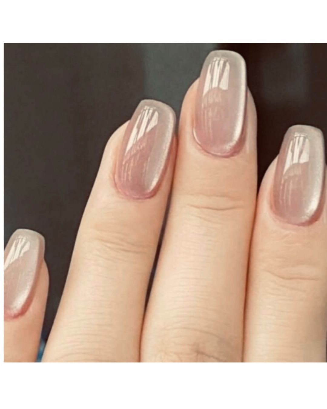 Short Square Gold Cateye Press-On Nails.