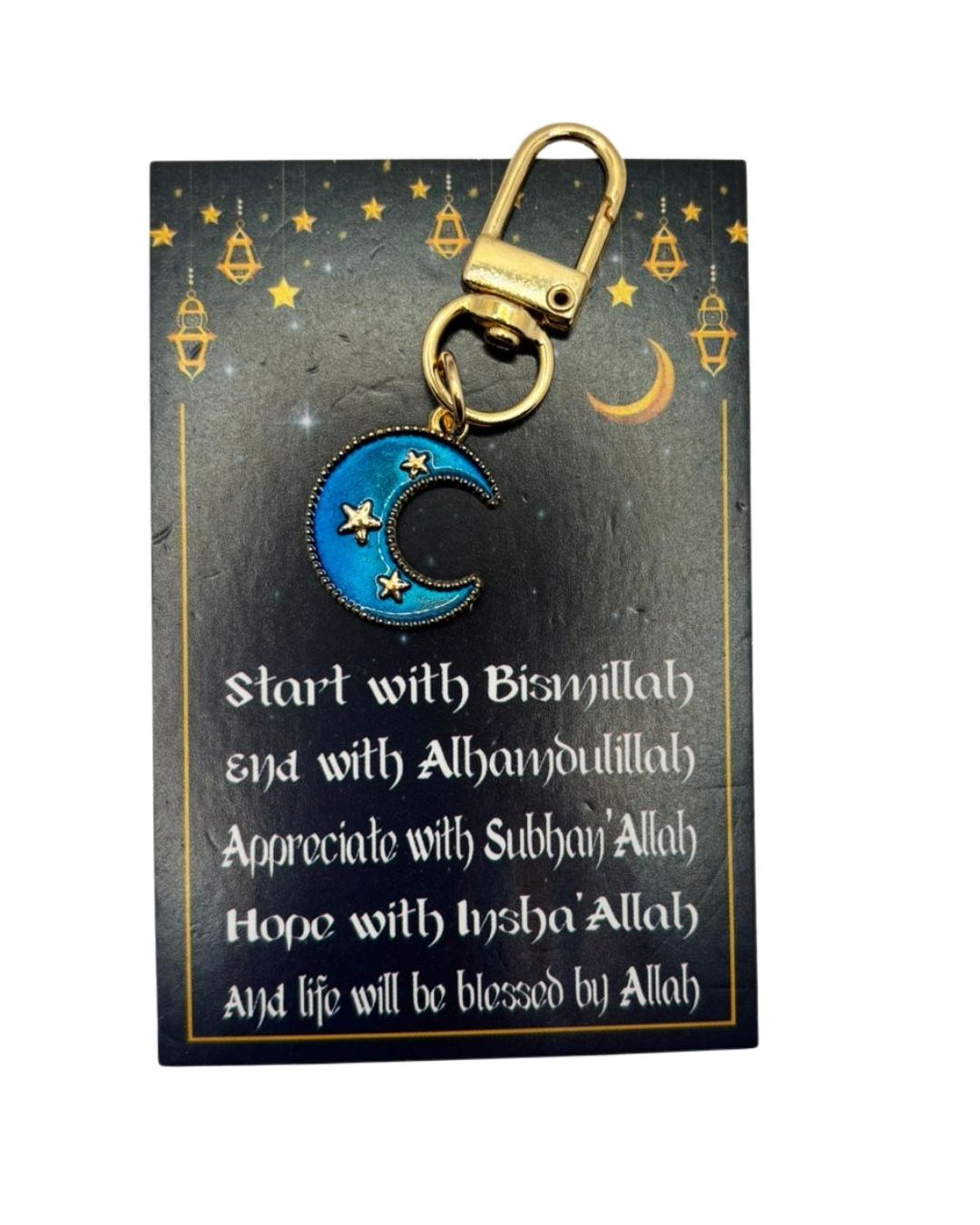 Start with Bismillah Crescent Pocket Hug Keychain