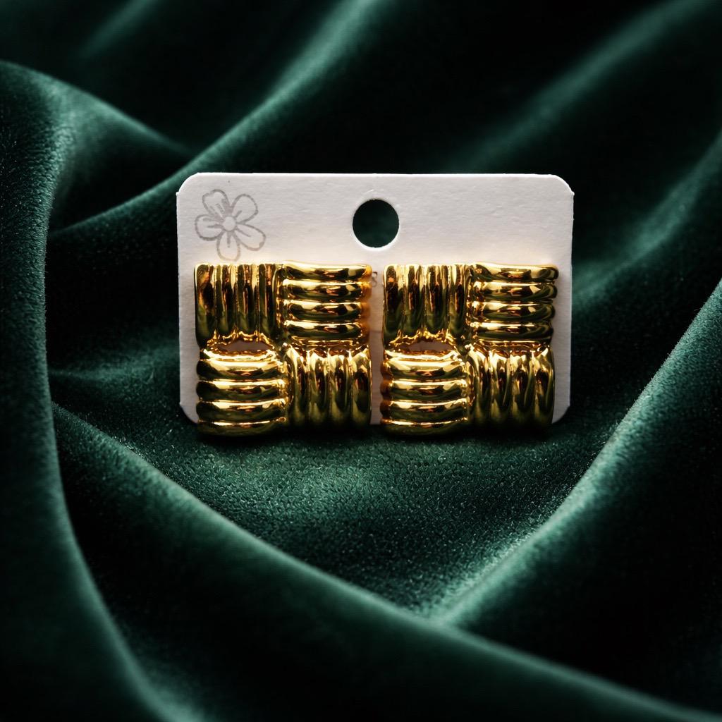 Geometric Square Design Stainless Steel Earrings