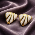 White and Gold Stainless Steel Earrings