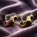 Black and Gold Abstract Stainless Steel Earrings