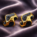 Black and Gold Abstract Stainless Steel Earrings