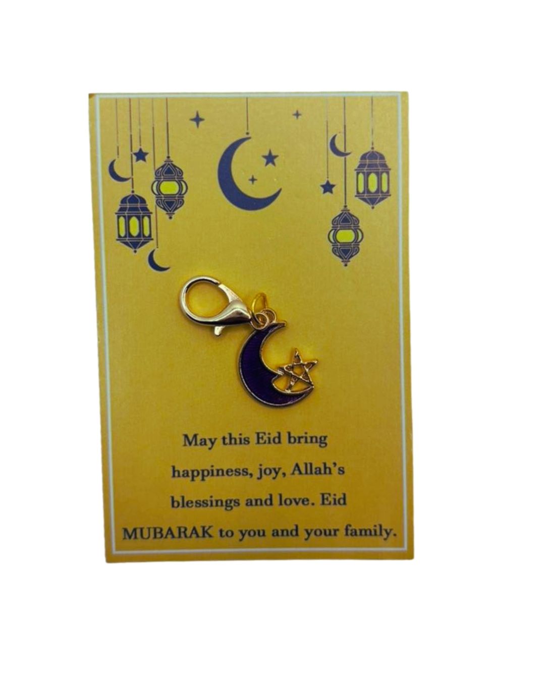 Eid Crescent & Star Pocket Hug Charm - Dark Purple