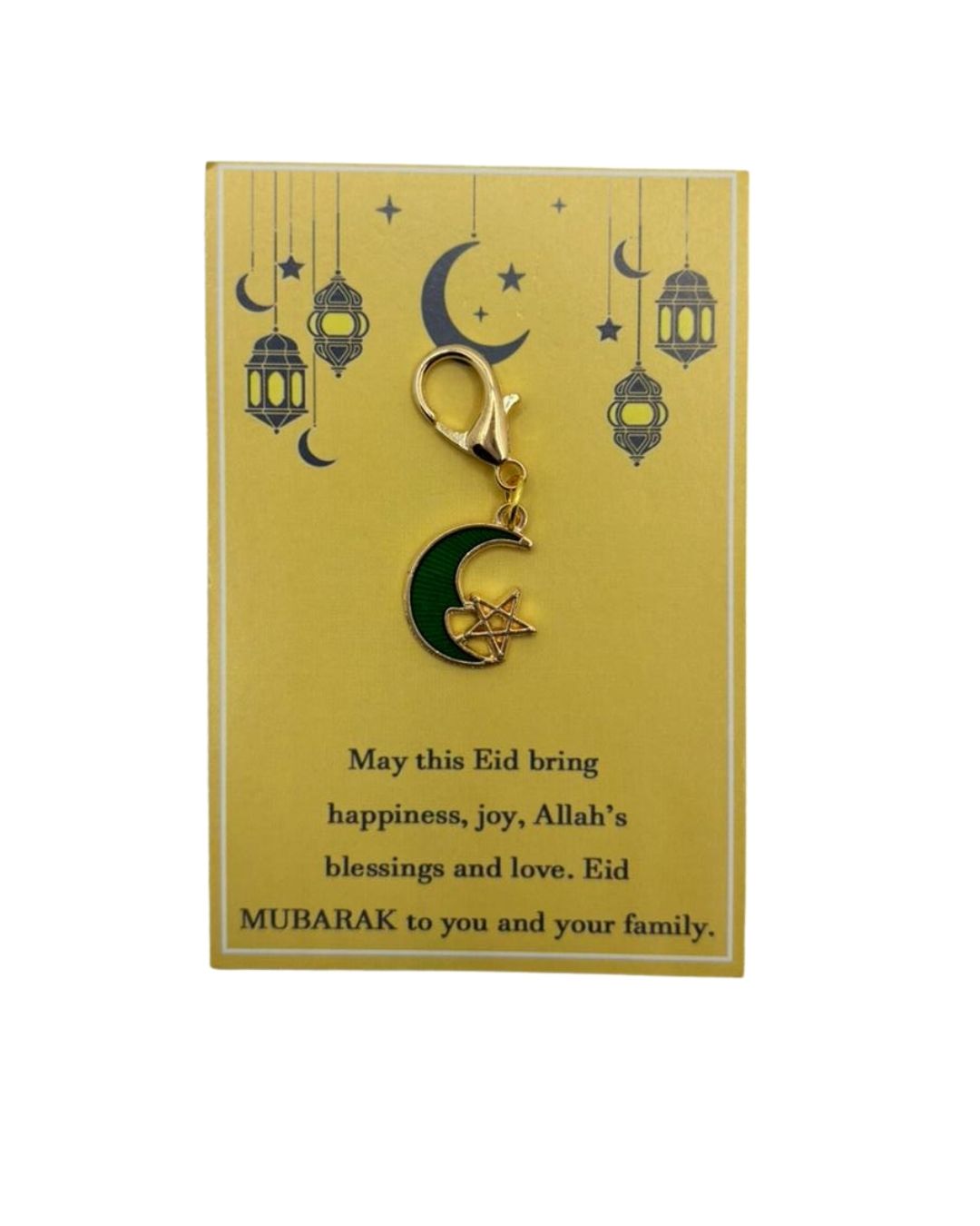 Eid Crescent & Star Pocket Hug Charm - Dark Green