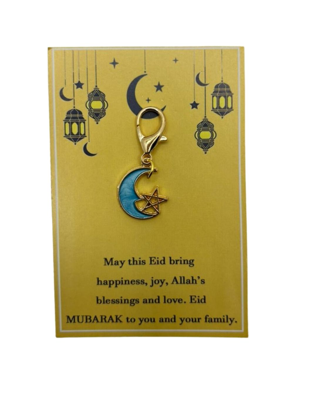 Eid Crescent & Star Pocket Hug Charm - Light Blue