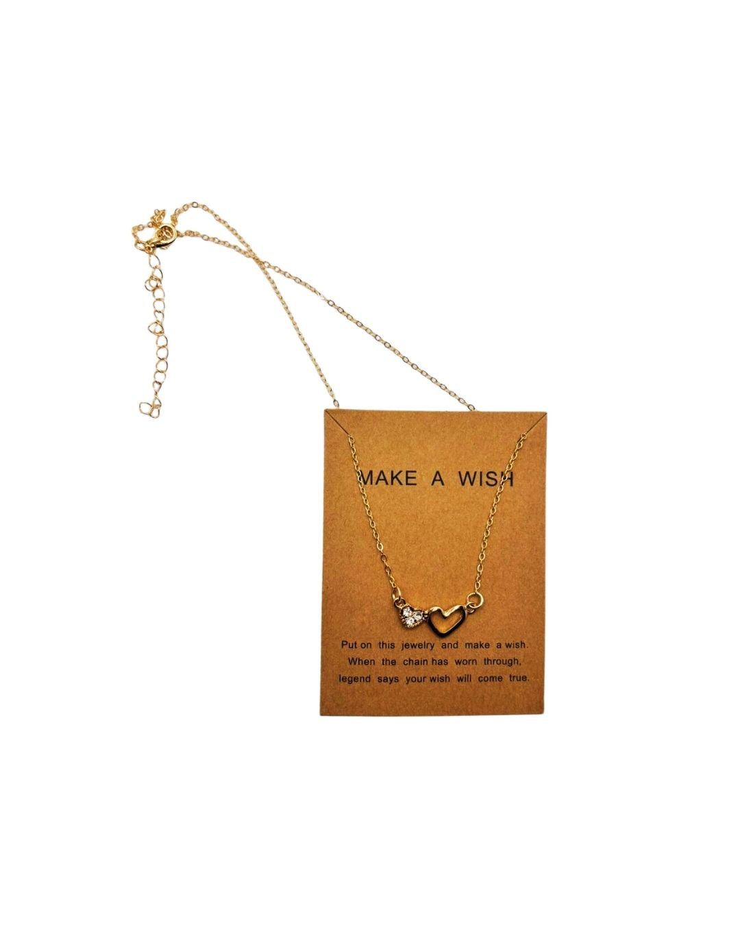 Make A Wish Double Heart with sparkling stone Necklace