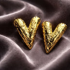 Large Gold Heart Stainless Steel Earrings