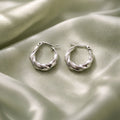 Stainless Steel Silver Hoop Earrings _ Design 4