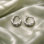 Stainless Steel Silver Hoop Earrings _ Design 4