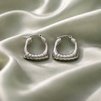 Stainless Steel Silver Hoop Earrings _ Design 5