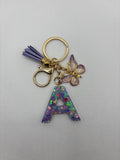 Alphabet A Keychain Purple