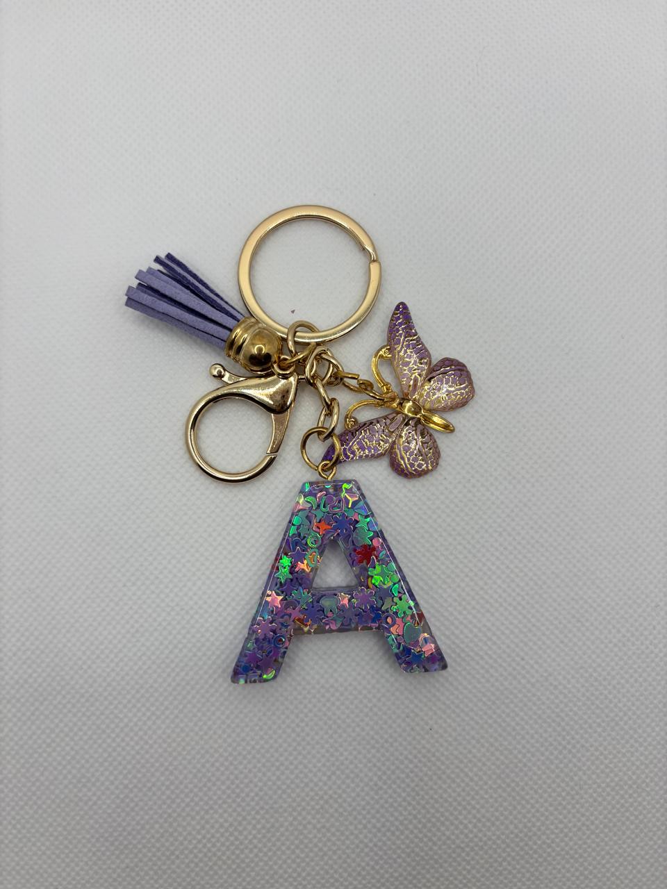 Alphabet A Keychain Purple