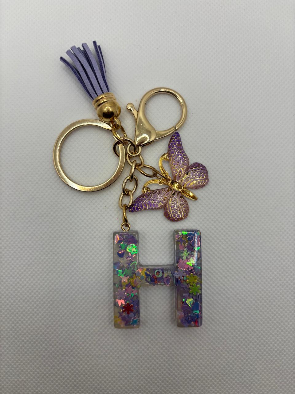 Alphabet H Keychain Purple
