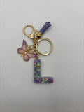 Alphabet L Keychain Purple