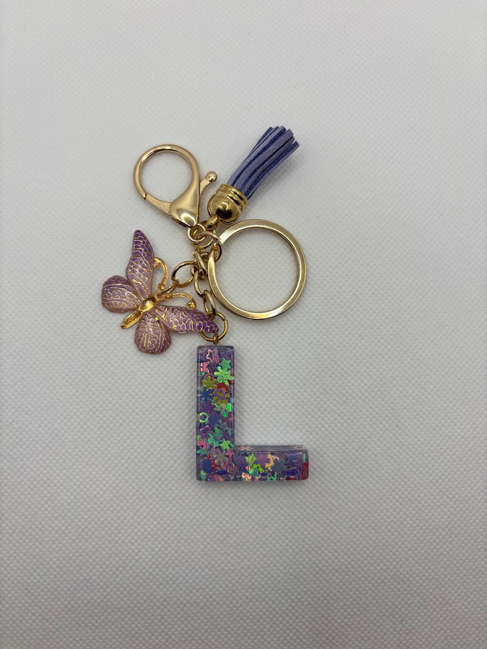 Alphabet L Keychain Purple