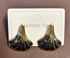 Black and Gold Mushroom Stainless Steel Earrings