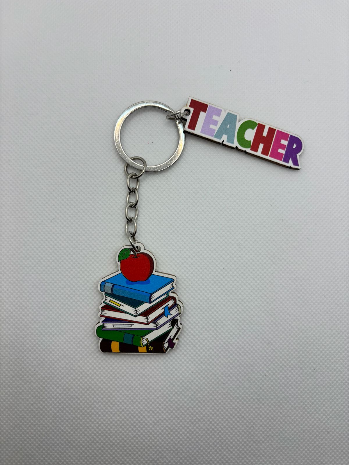 Books and apple Teacher's Day Keychain