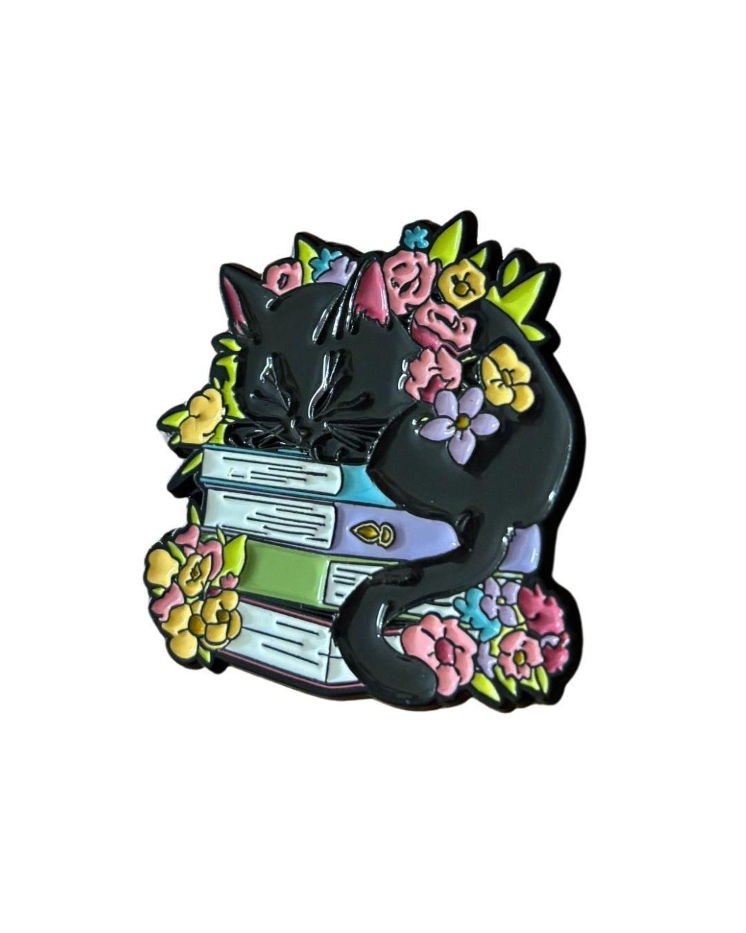 Book and Black Cat Pin