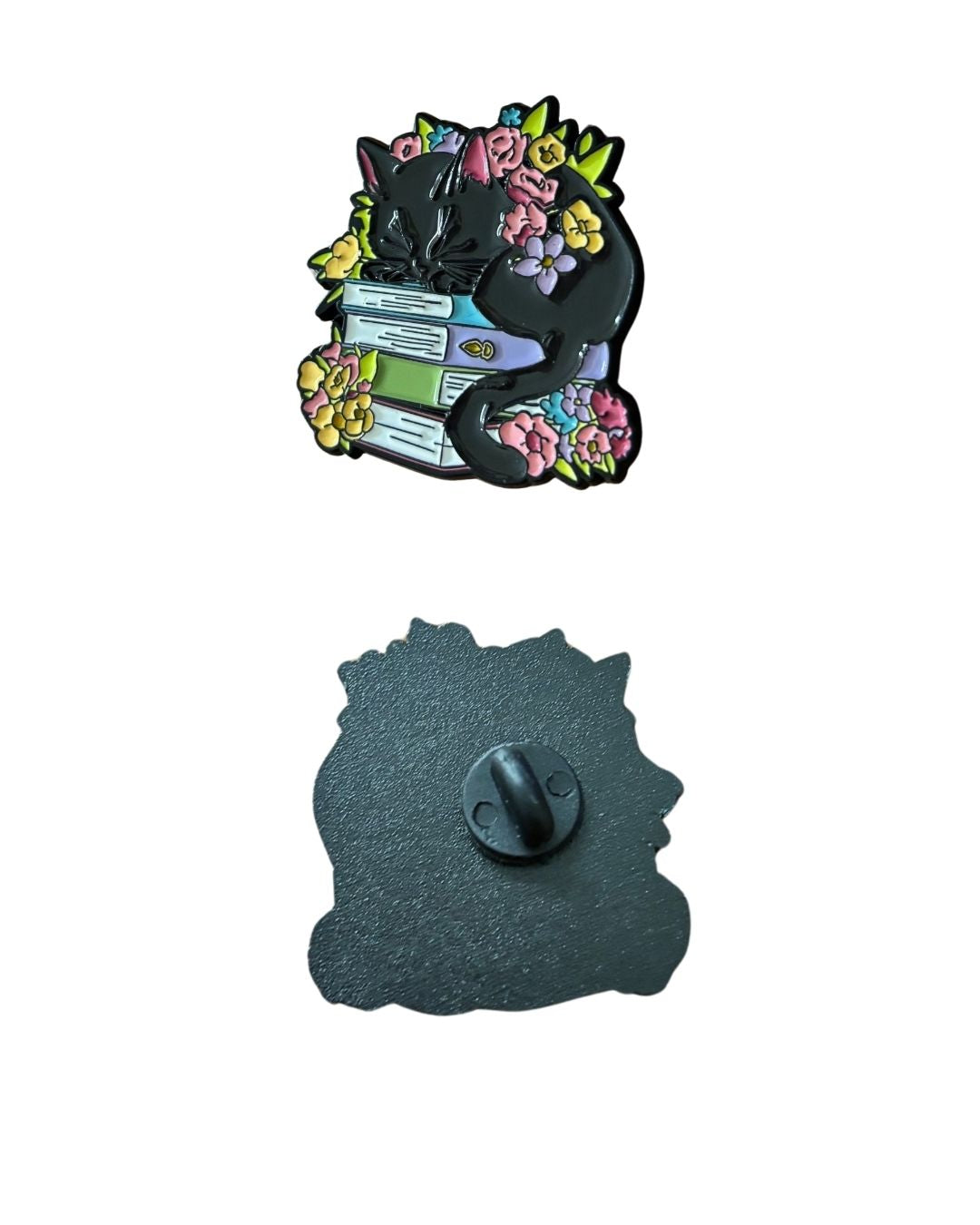 Book and Black Cat Pin