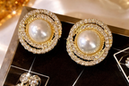Gold Pearl Stud Earrings