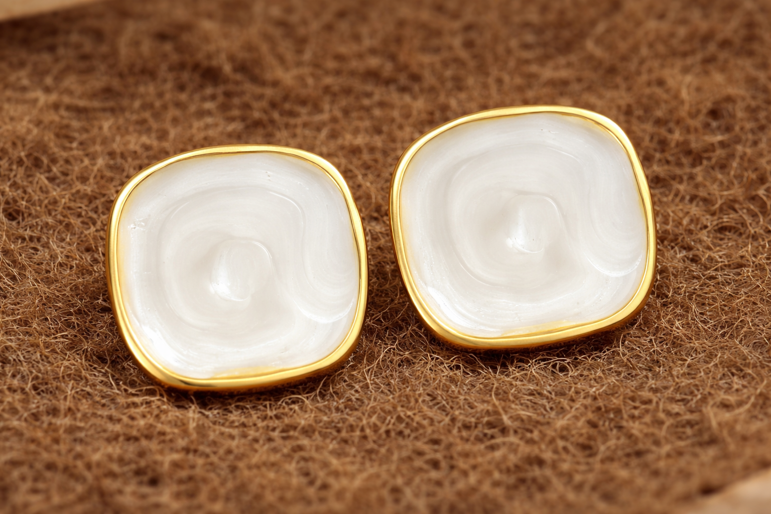 White Square Earrings