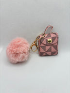 Earpods Bag Keychain _ Light Pink with Pompom