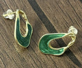 Vintage Green Abstract Stud Earrings