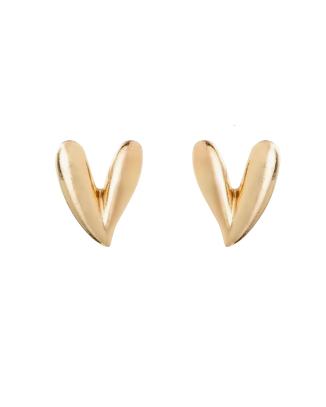 Gold Heart Stud Earrings