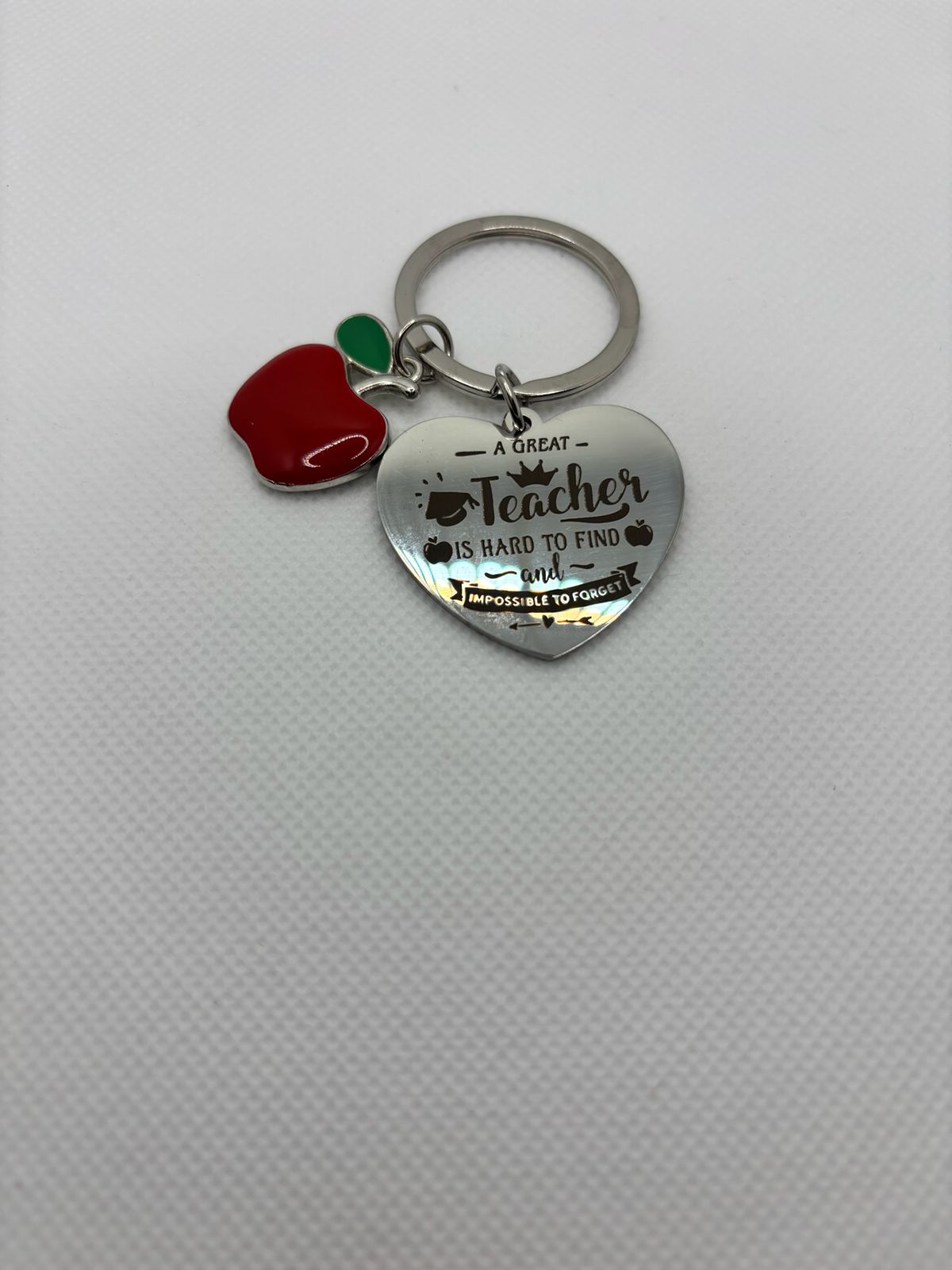 Heart and Apple Metal Teacher's Day Keychain