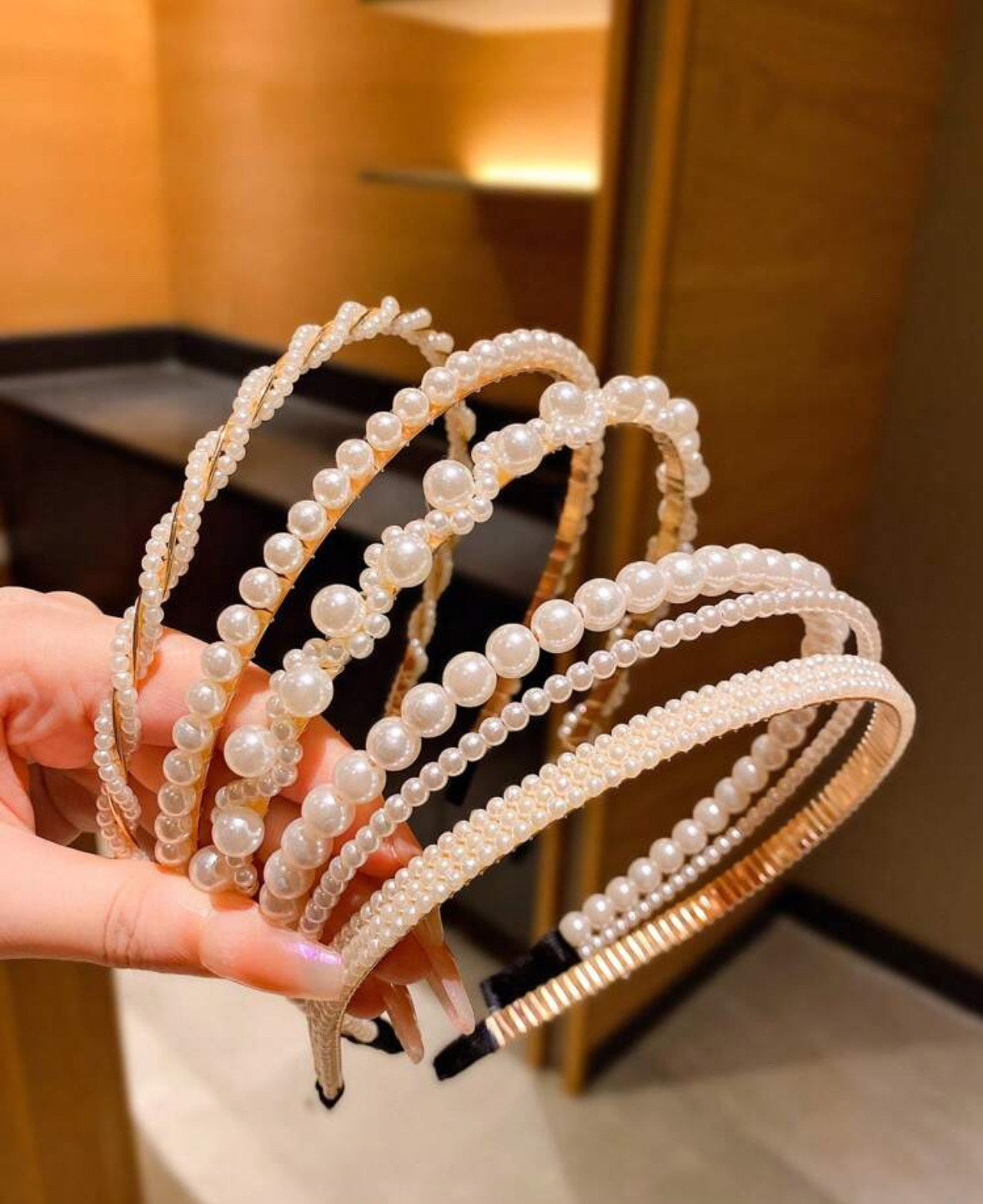 Set of Five Pearl Hairbands