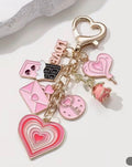 Pink love-themed charm keychain