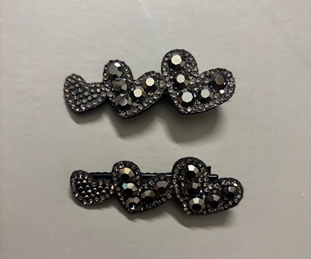 Heart Shaped Hair Clips - Black