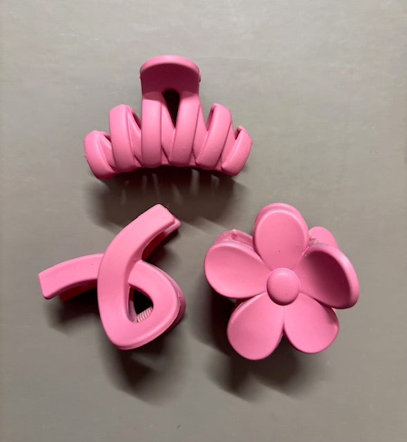 Pack of 3 Pink Hair Claws